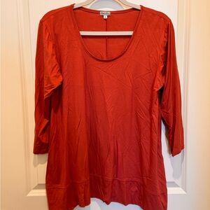 Just Jill Scoop Neck Long-Sleeve Tee in Rust